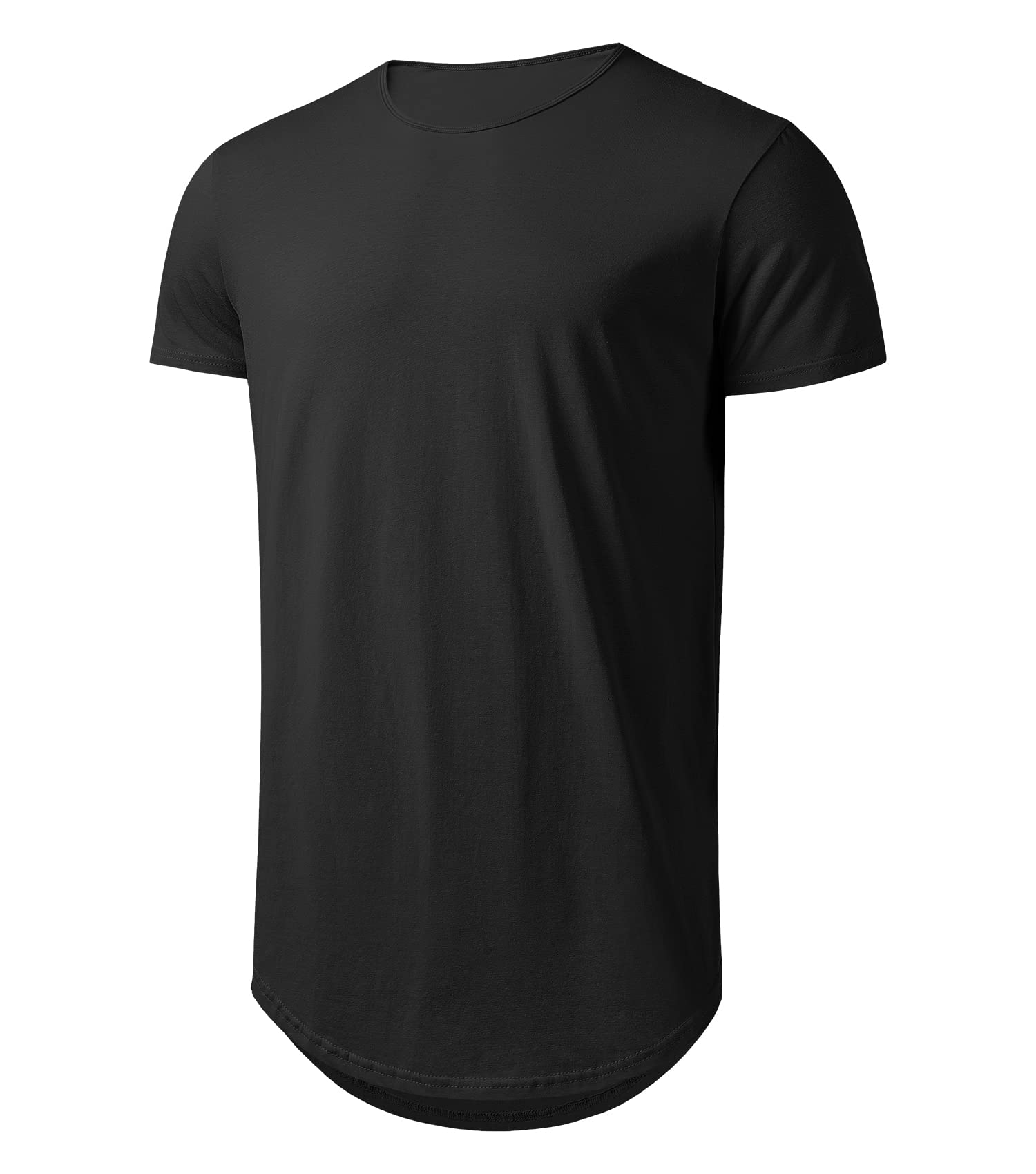 Big and Tall Men's T-Shirts - Extra Longline Hipster Tees with Reflective Scallop Hem | Casual Wear & Street Style Fashion for Tall Men