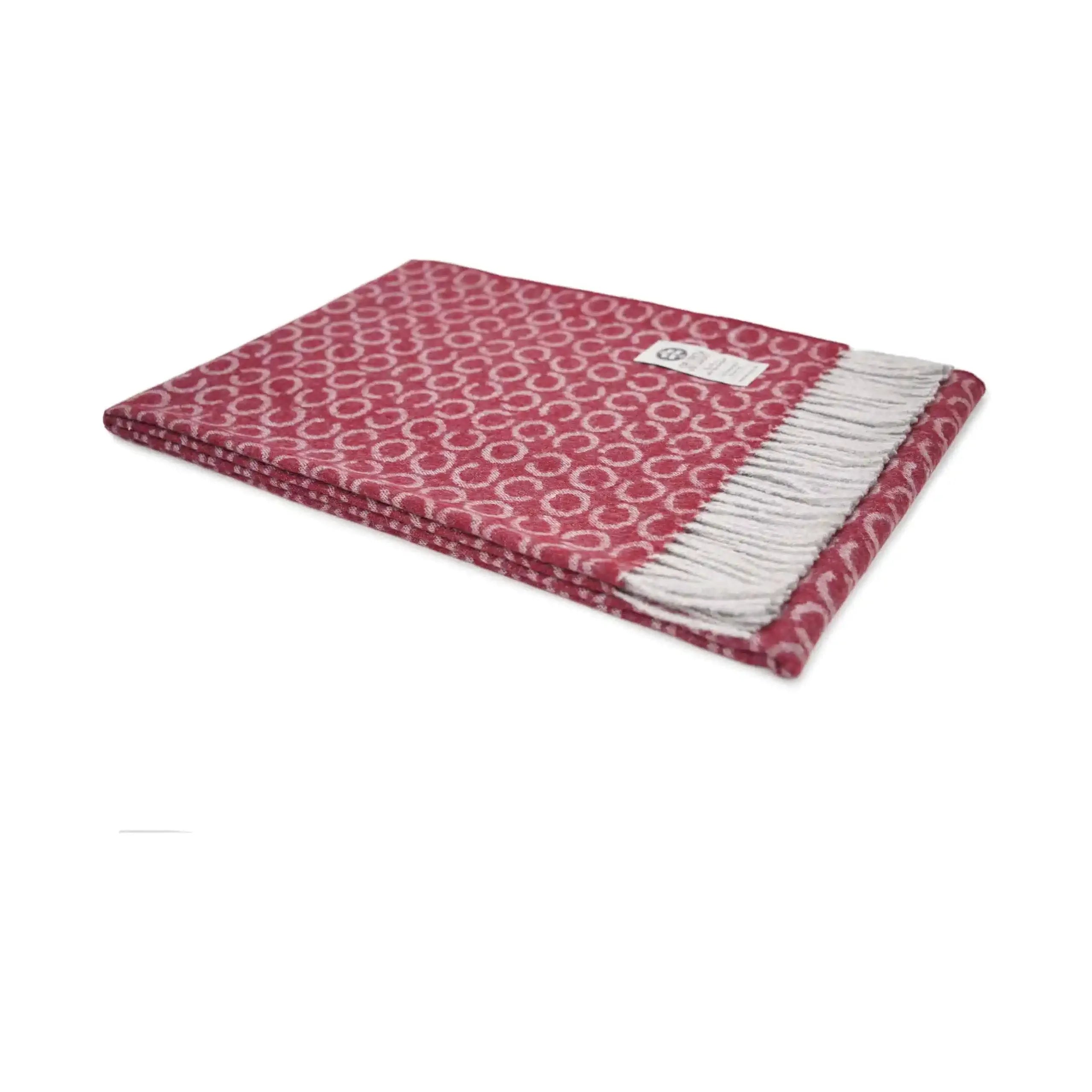 100% Pure Baby Alpaca Wool Sidney Throw Blanket - Wine Red & Grey (200x130cm) | Ultra Soft Luxury Throw for Sofa, Bed & Home Decor