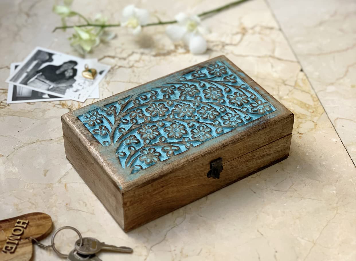 Handmade Wooden Jewelry Box with Lock & Key - Jewelry Organizer, Keepsake Box, Watch Storage - Perfect Birthday, Housewarming Gift for Women - Great for Travel, Home Decor, and Special Occasions