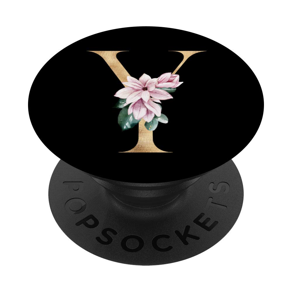 Personalized Watercolor Initial Y Magnolia PopSockets - Phone Grip & Stand for iPhone, Samsung, Tablets | Perfect Gift for Women, Artists & Plant Lovers