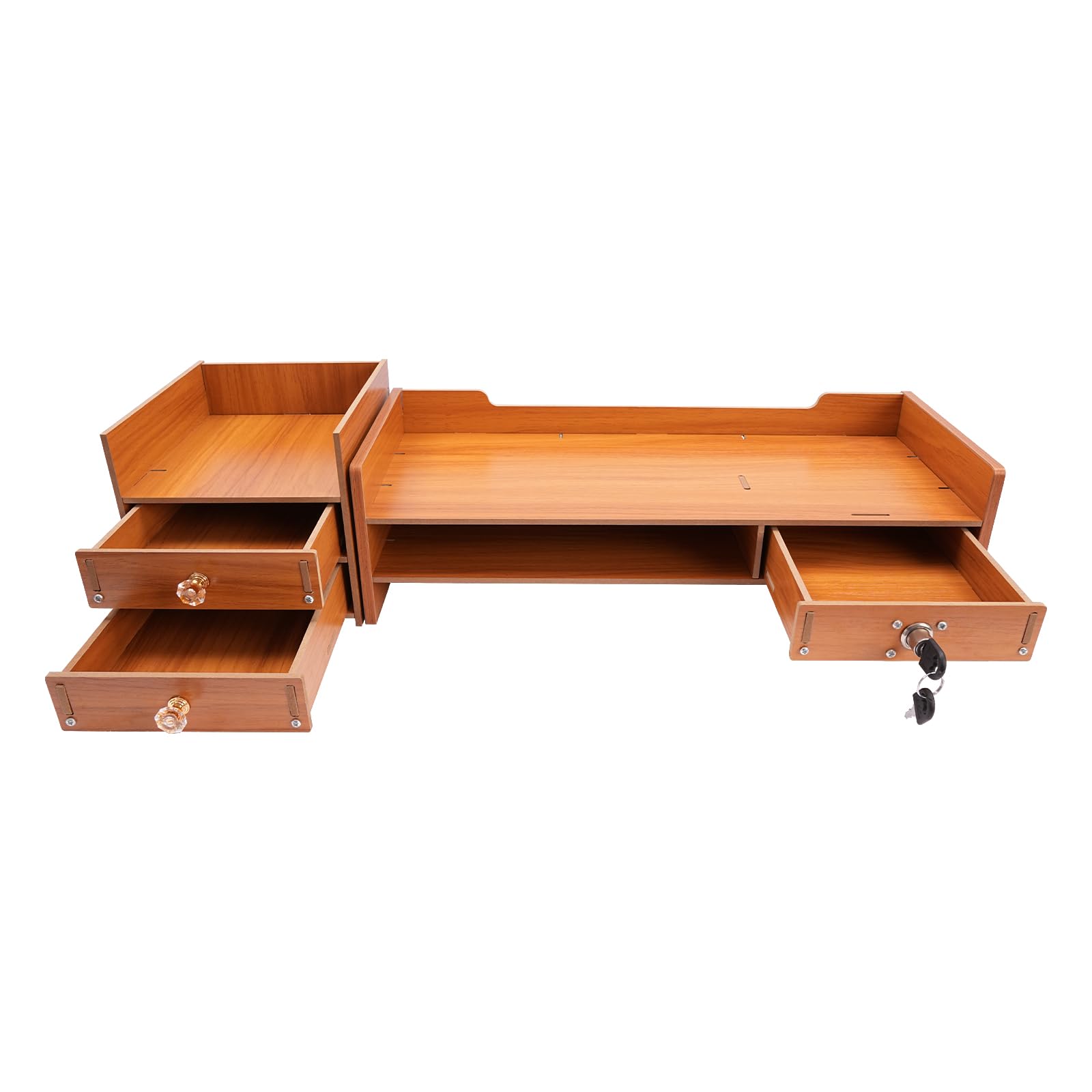 Ergonomic Wooden Monitor Stand with 3 Drawers - Adjustable Desk Riser for Computer Screens, Home Office Storage Shelf & Workspace Organizer - Perfect for Dual Monitor Setup, Gaming & Remote Work Accessories