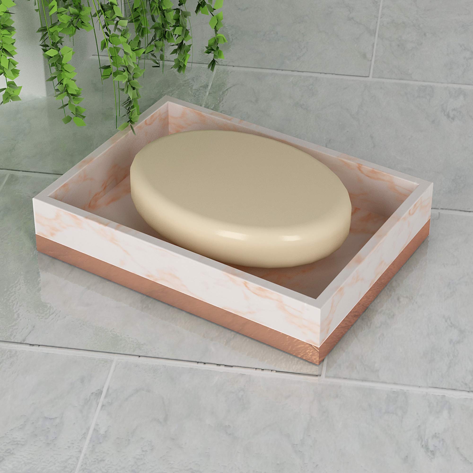 Nu-Steel MST3CH Misty Copper Soap Dish - Elegant Resin & Metal Bathroom Accessory for Home Decor | Perfect for Showers, Sinks & Vanity Organizers
