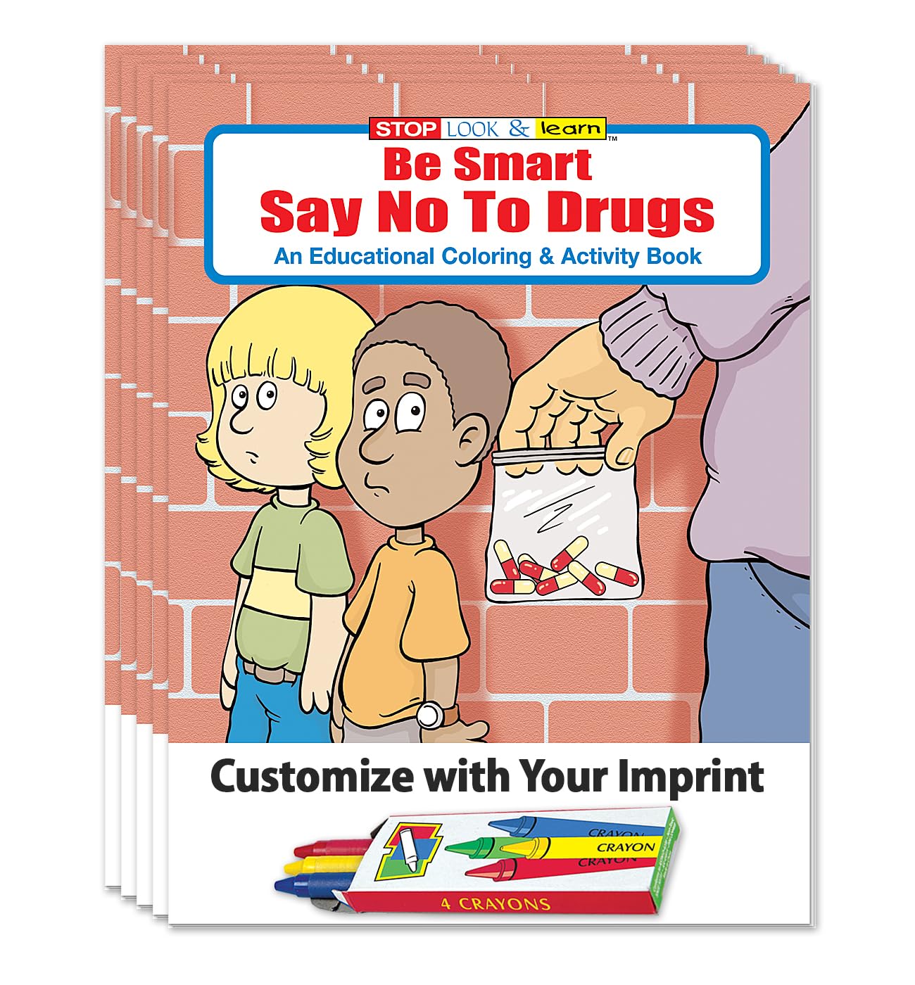 ZOCO - Say No to Drugs Educational Coloring Books (250 Pack with Crayons) - Custom Police Promotional Items for Kids - Fun & Drug-Free Activities for Schools, Community Events & Youth Programs