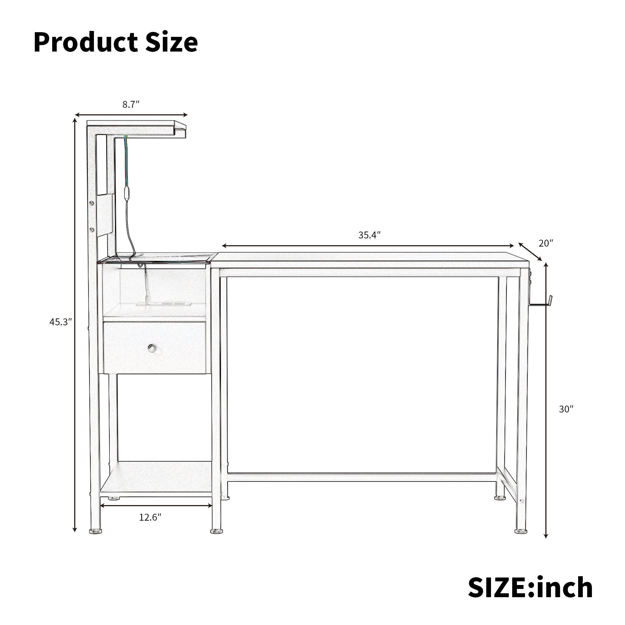 Ergonomic Computer Desk with Built-in Power Outlet & USB Charging Station | Home Office Desk with Storage Shelves | Study Writing Workstation for Small Spaces (Brown) - Perfect for Remote Work, Gaming Setup & Online Learning