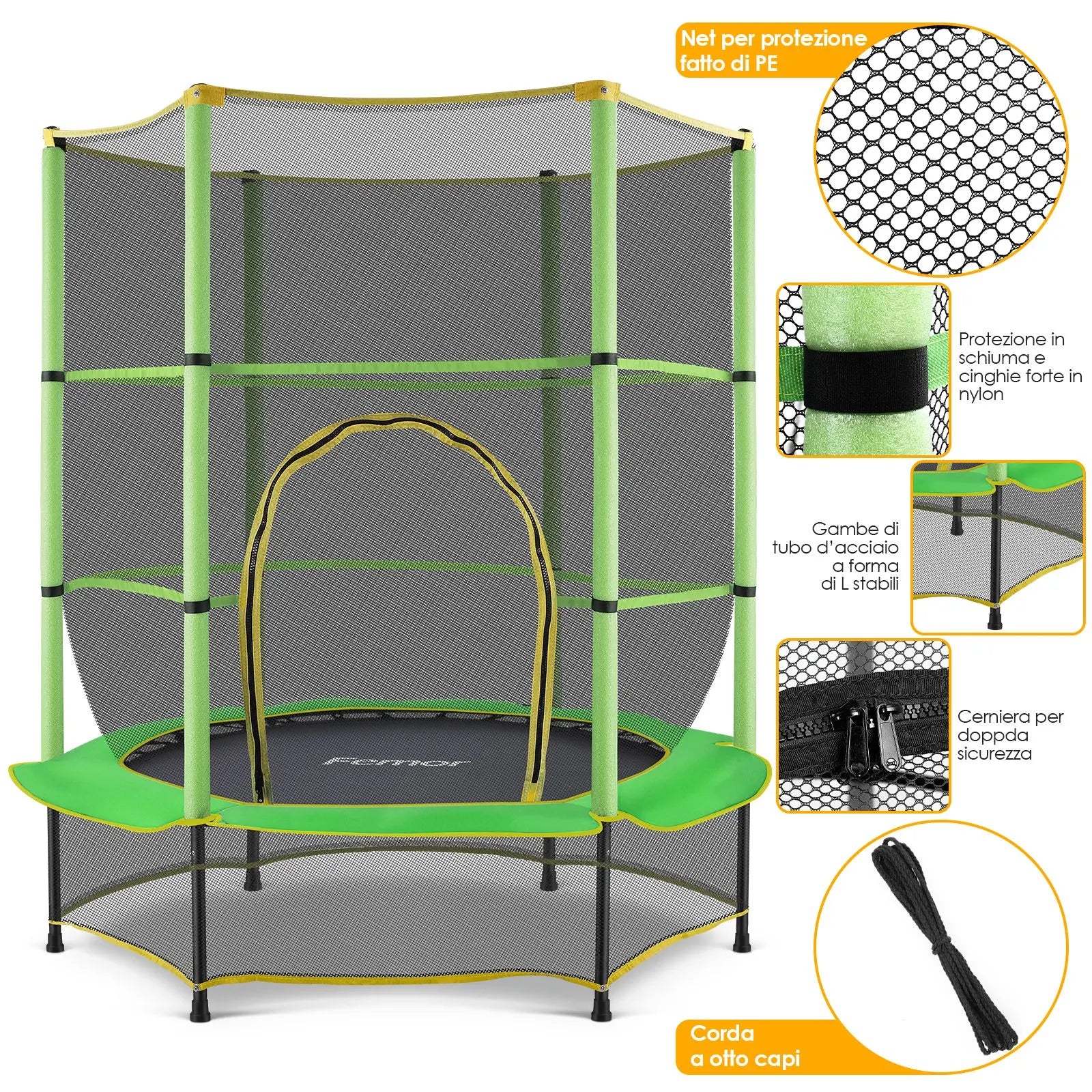 Best 140cm Mini Trampoline for Kids with Safety Net - Indoor & Outdoor Toddler Trampoline with Built-in Zipper | Perfect for Backyard Play, Exercise & Birthday Gifts