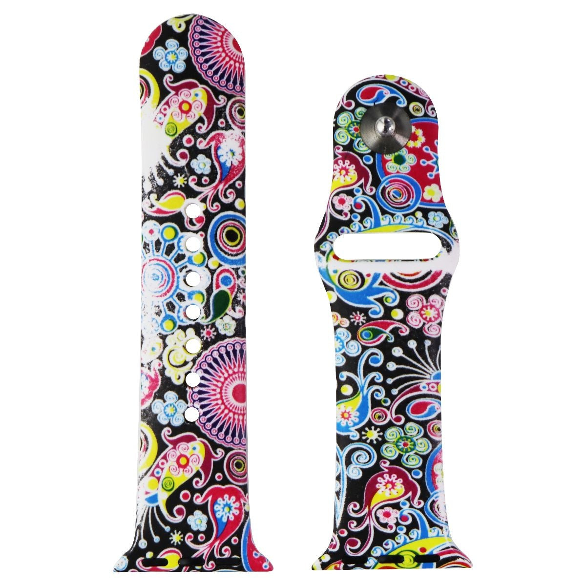 40mm Silicone Band for Apple Watch Series 1/2/3/4/5/6/7/8/SE - Soft Durable Strap Compatible with 38mm & 40mm Cases, Multi Paisley Pattern - Perfect for Workouts, Running & Everyday Wear