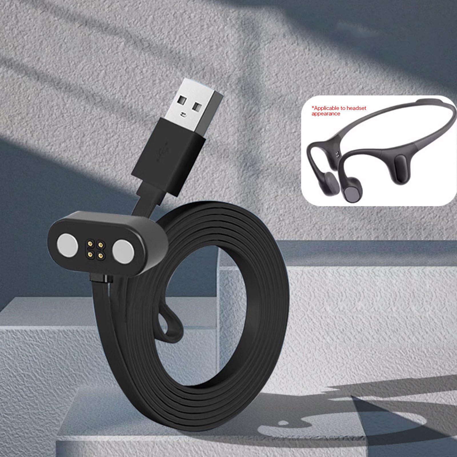 Magnetic USB Charging Cable for Mojawa RunPlus Bone Conduction Headphones - Fast Charging, Durable Nylon Braided Wire (Compatible with Mojawa Headsets) - Perfect for Workouts, Running, and Outdoor Activities