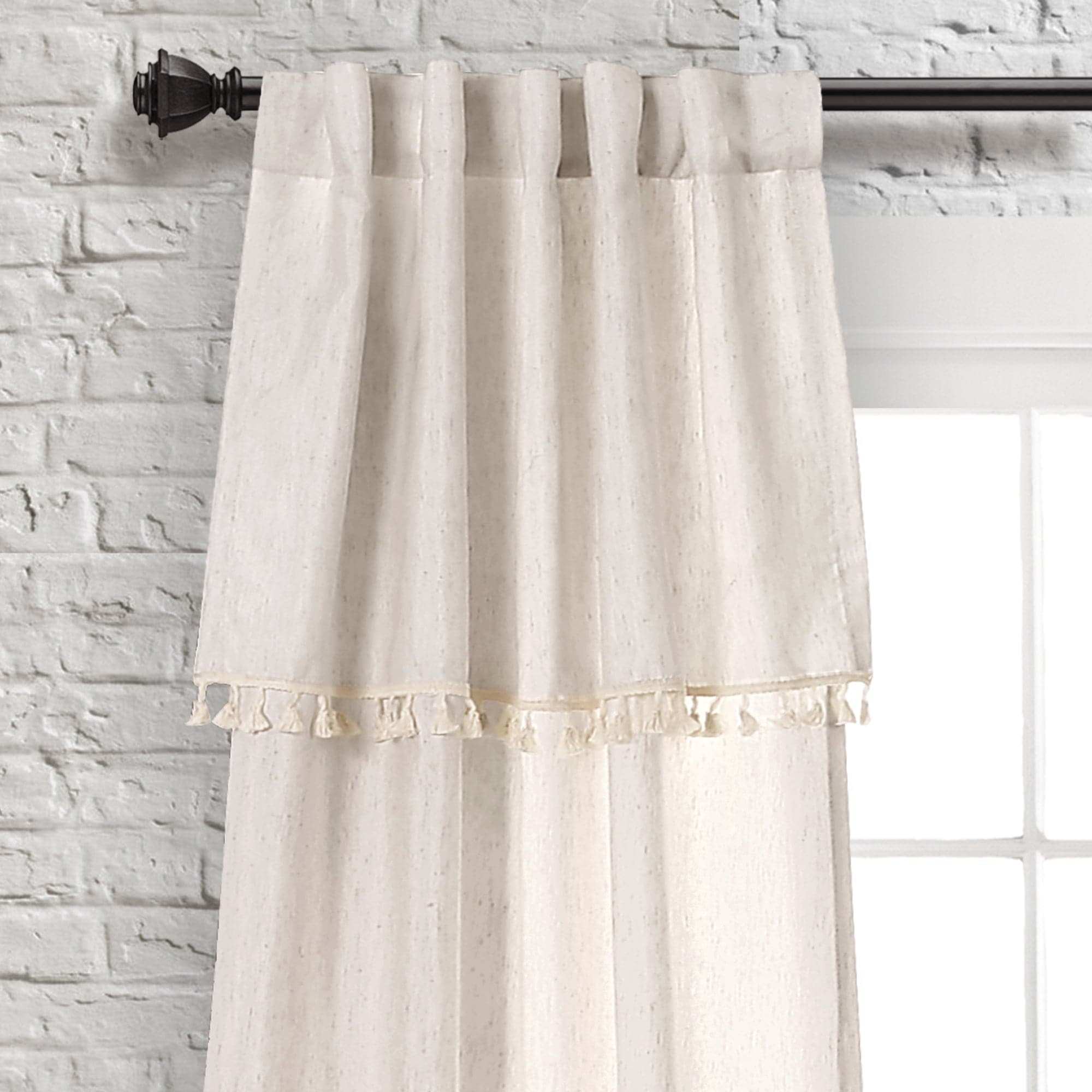 Elegant Ivy Tassel Window Curtain Panel Set - Blackout Drapes for Living Room & Bedroom - Home Decor with Leaf Pattern for French Doors & Windows