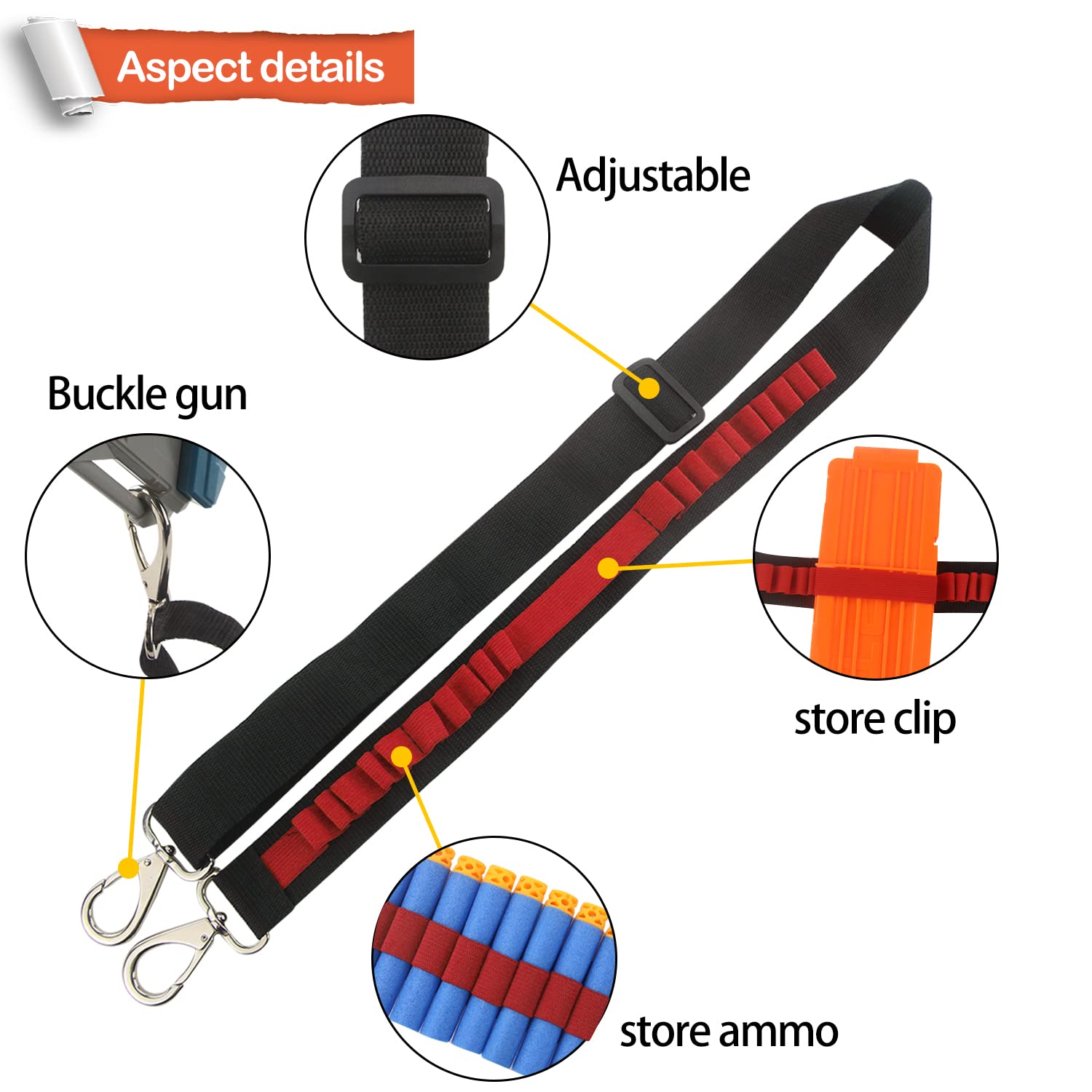 EKIND Tactical Shoulder Strap Bandolier for Nerf Elite Blasters - 2 Point Ammo Storage Holder with 12 Dart Slots (Red) - Perfect for Nerf Battles, Outdoor Games & Cosplay Accessories