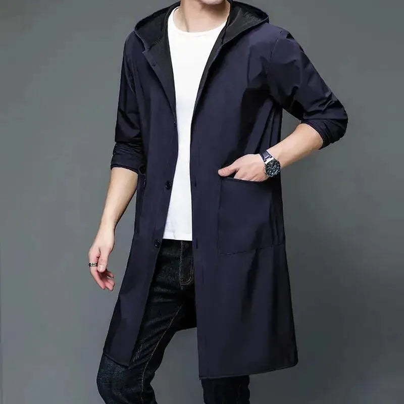 Men's Waterproof Hooded Rain Jacket - Lightweight Windproof Outdoor Coat for Hiking, Camping & Commuting