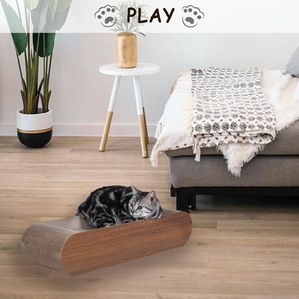 Premium Cat Scratcher Lounge Bed - Durable Bone-Shaped Cardboard Scratching Pad for Cats, Reversible & Recyclable Furniture Protector - Perfect for Indoor Play, Napping & Protecting Sofas