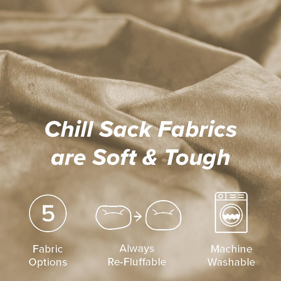 Chill Sack 5' Giant Memory Foam Bean Bag Chair - Oversized Sofa with Soft Microfiber Cover (Khaki) - Perfect for Living Rooms, Game Rooms & Dorm Relaxation