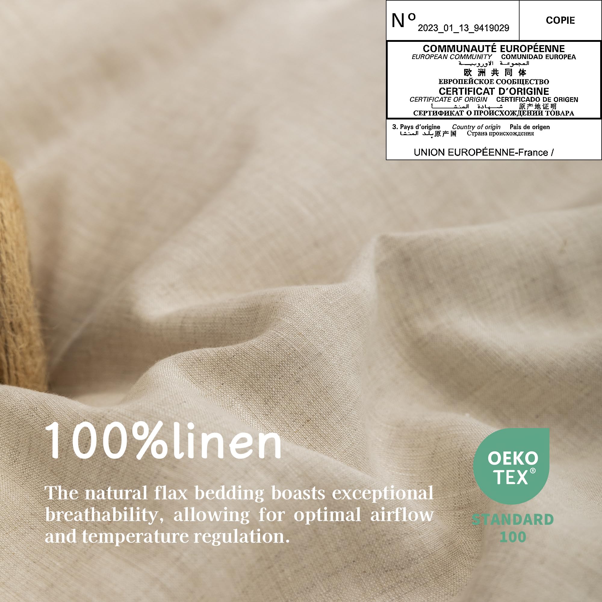 Premium 100% French Pure Linen Sheets Set Twin Size - 3 Piece Natural Bedding (Flat Sheet, Fitted Sheet, Pillowcase) for Hot Sleepers | Stonewashed Undyed Deep Pocket | Breathable & Cooling for Summer Nights & All-Season Comfort