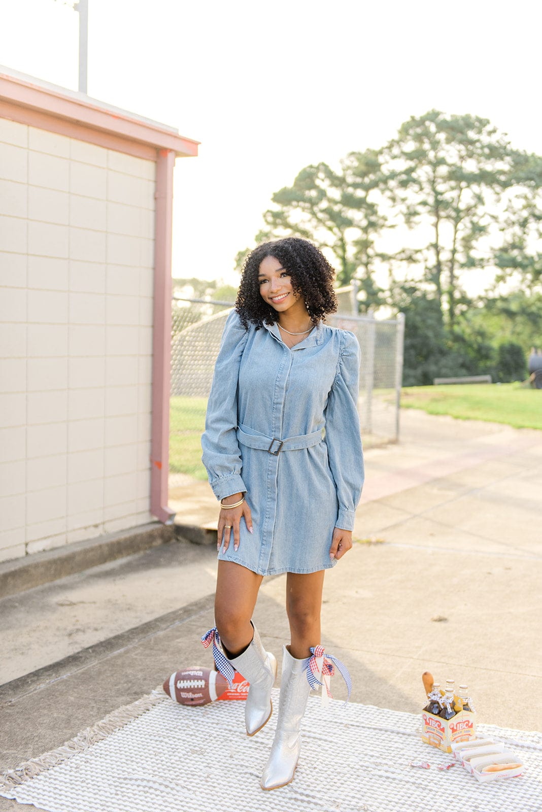 Light Wash Belted Denim Dress for Women - Vintage Style Stretch Jean Dress with Adjustable Waist - Perfect for Casual Outings, Date Nights & Summer Fashion
