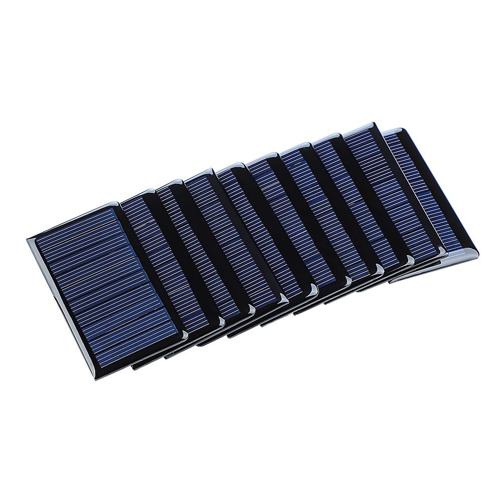 10Pcs 5V 60mA Epoxy Solar Panels - Polycrystalline Solar Cells for DIY Solar Battery Charger & Solar System Kits (68x37mm/2.67