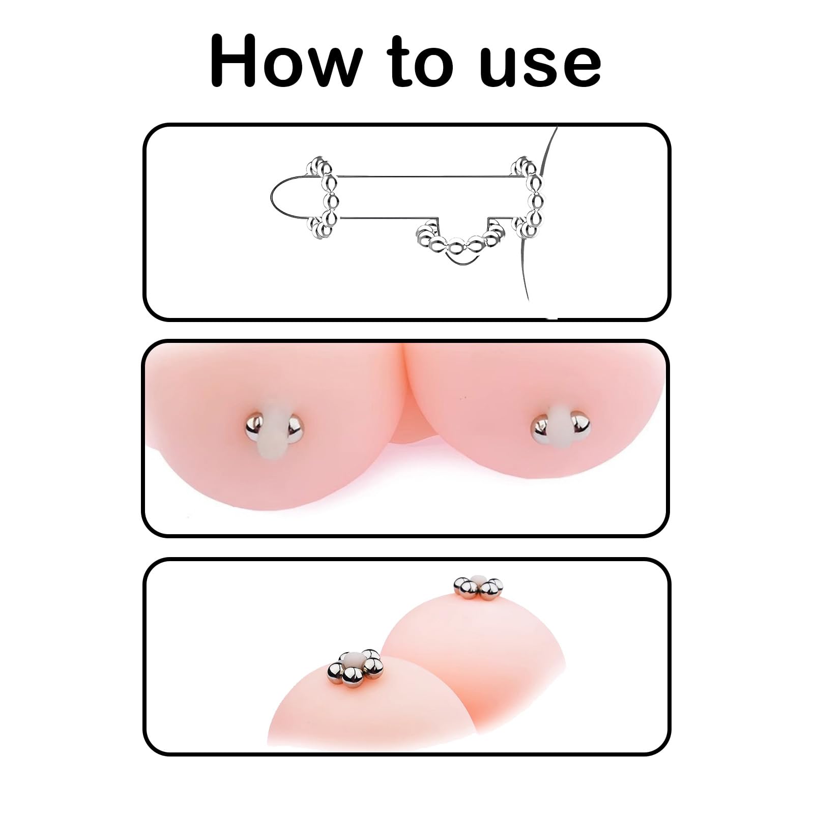 Metal Beaded Nipple Clamps for Women - BDSM Non-Piercing Clit Clamps, Sex Bondage Kit with Clitoral Stimulation - Sensual Pleasure Toys for Couples & Adults - Perfect for Spicing Up Your Bedroom Play & BDSM Exploration