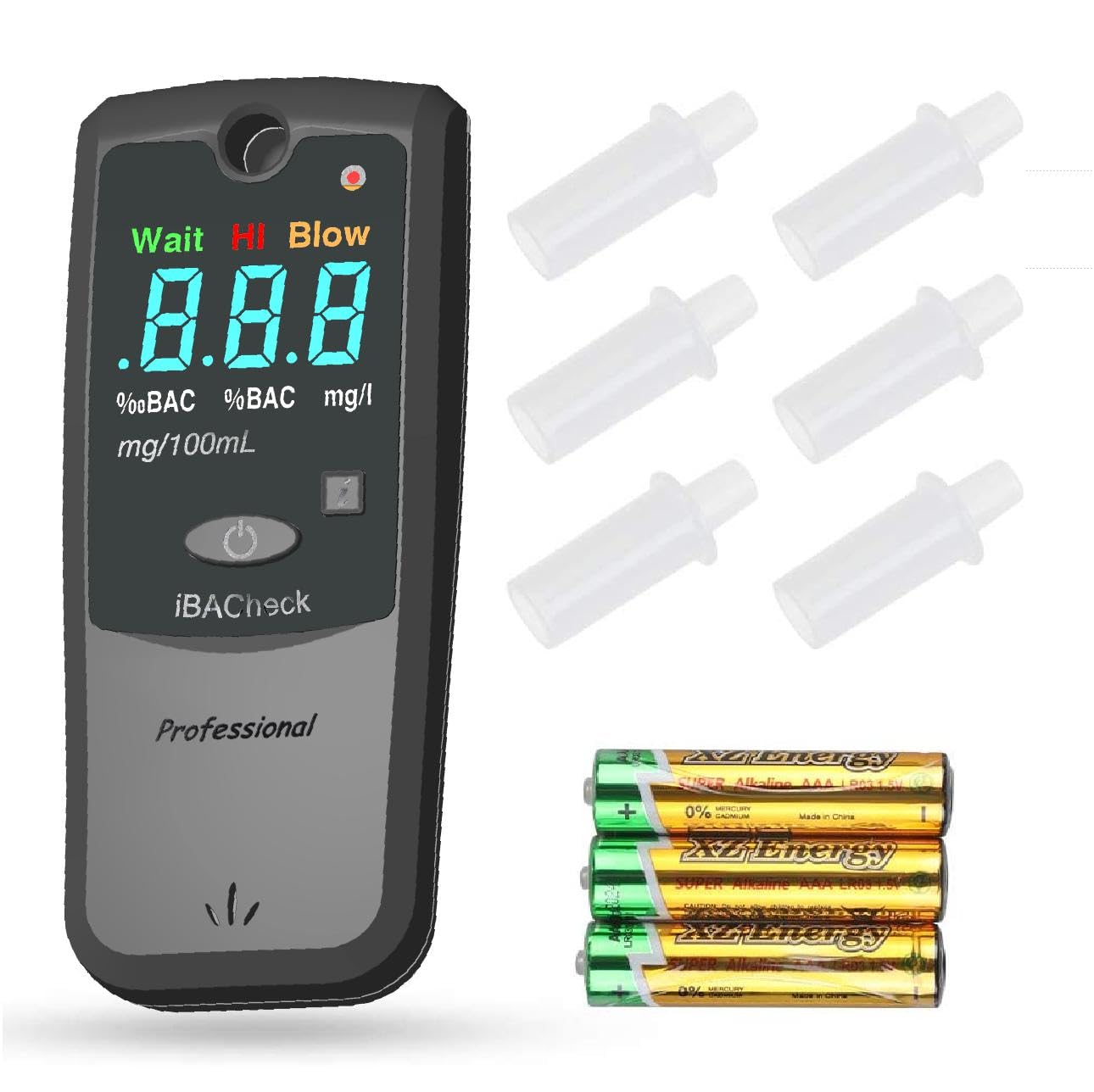 Professional Breathalyzer with 10 Memory Storage & LED Display - Night Use Visibility, 350 Tests with Alkaline Batteries | Perfect for Personal Alcohol Monitoring, Workplace Safety, and Responsible Driving Checks