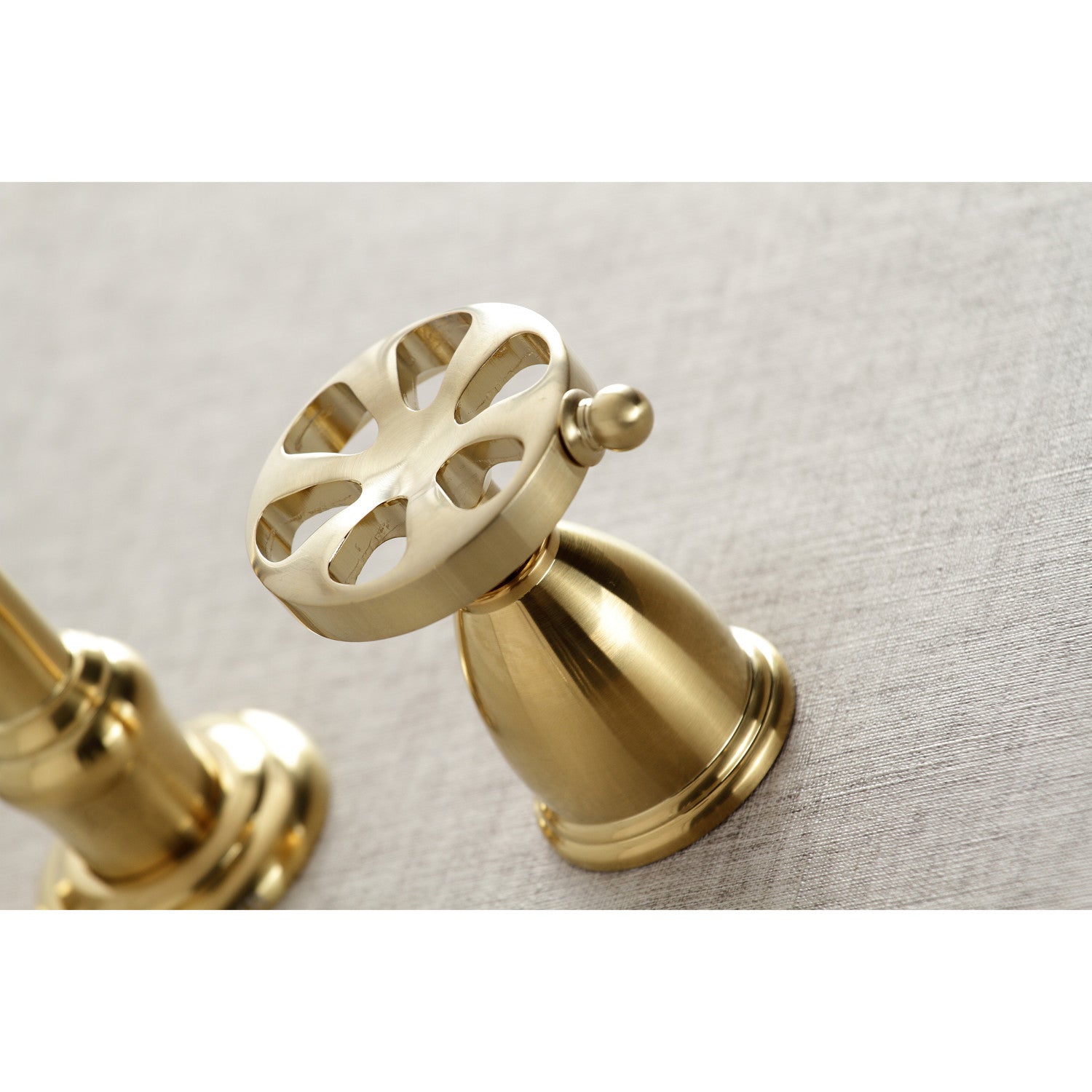 Belknap KS3127RX Brushed Brass Double Handle 3 Hole Wall Mount Bathroom Faucet - Perfect for Modern Bathroom & Powder Room Renovations