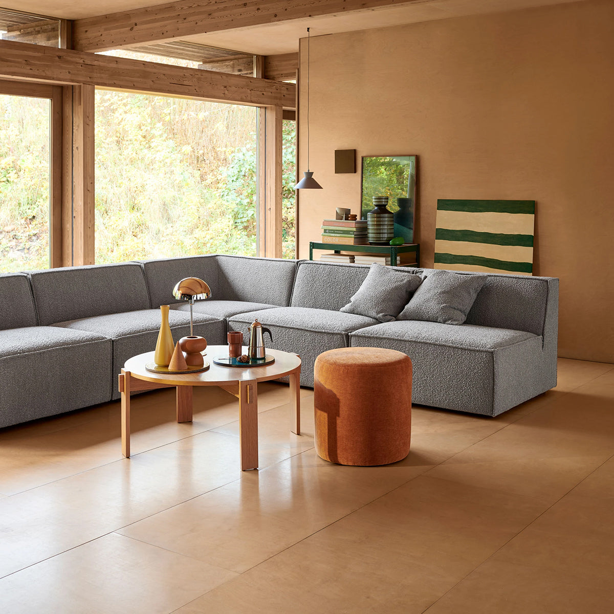 Dane Boucle 1 Seater Right Corner Modular Sofa - Modern Accent Chair for Small Spaces, Living Room, Apartment & Office - Soft Upholstered Lounge Seating with Comfortable Back Support