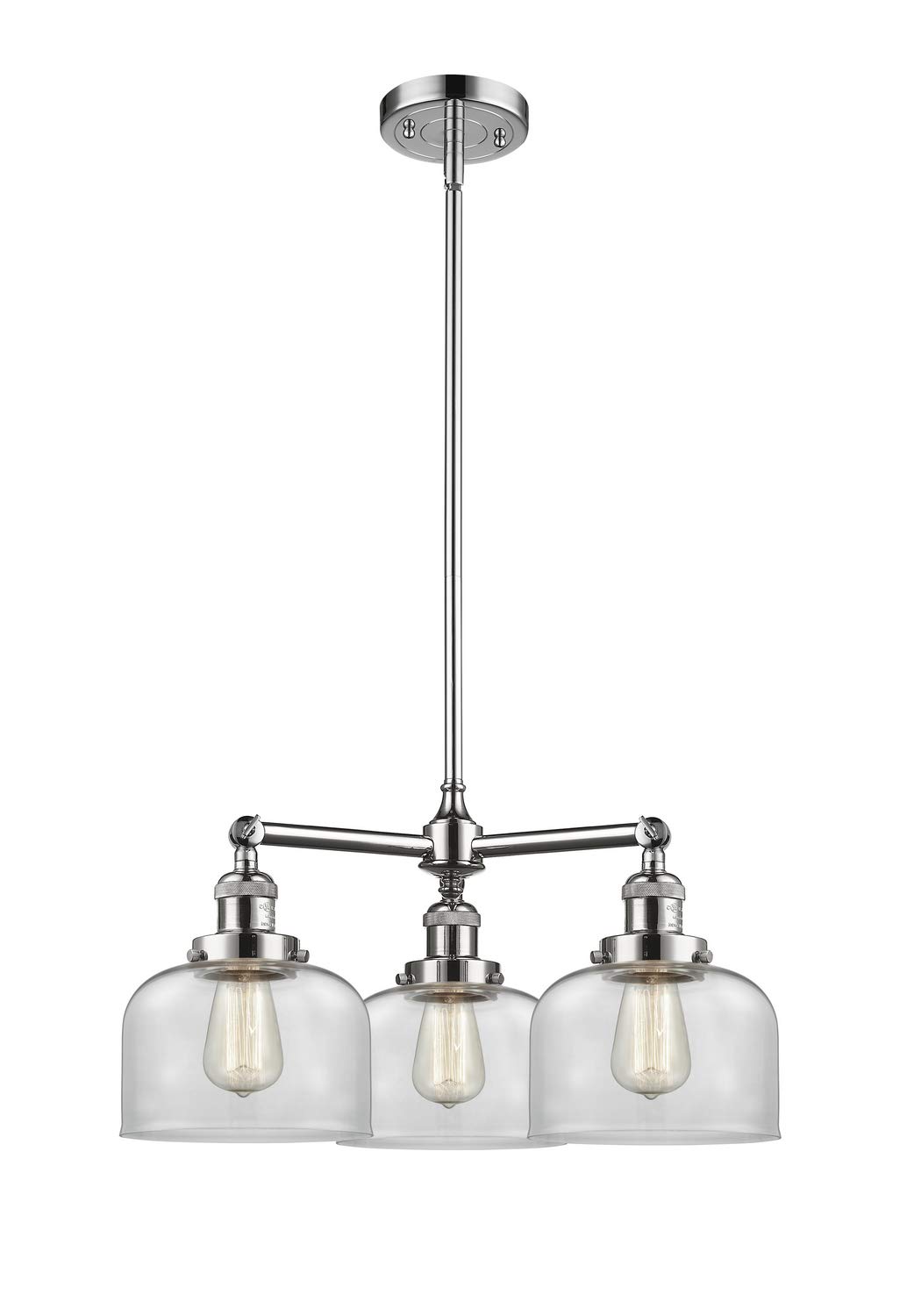 Innovations 207-PC-G72-LED 3-Light Vintage Dimmable LED Chandelier in Polished Chrome - Perfect for Dining Room, Bedroom & Living Room Lighting Decor