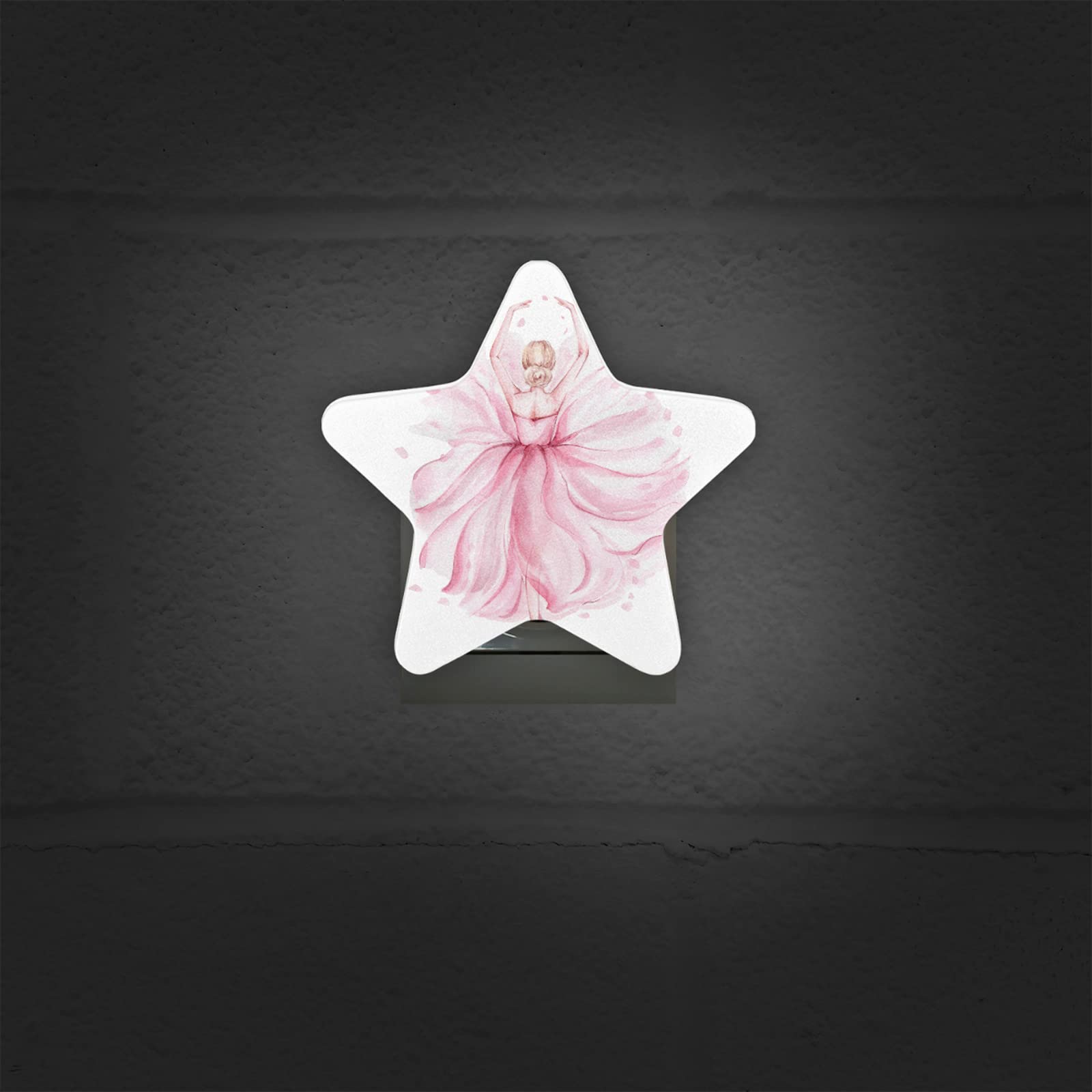 Pink Ballerina Dancing LED Night Light with Dusk to Dawn Sensor - Plug in Night Lights for Kids Room, Bedroom, Bathroom, Nursery - Perfect for Bedtime, Hallways, Stairs & Home Decor (Indoor Use)