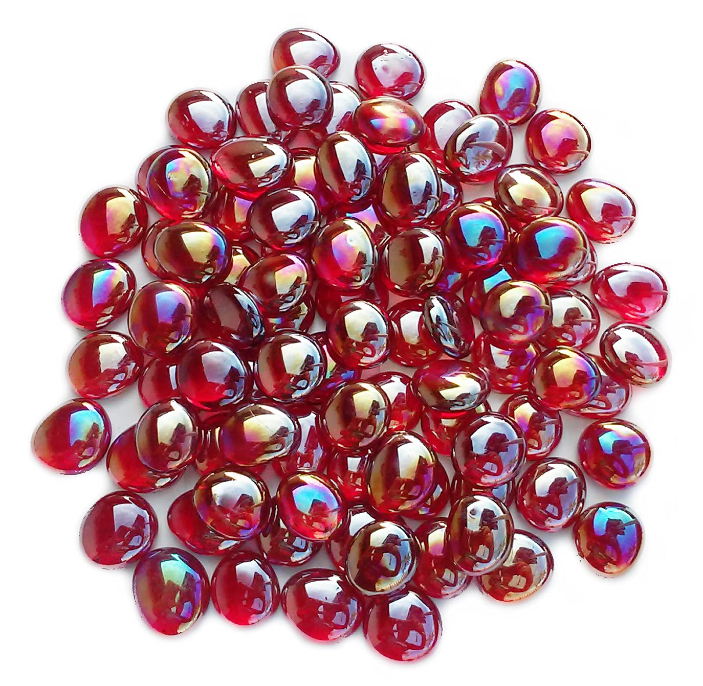 Glass Gems Vase Fillers - 3 LB Scarlet Red Iridescent Medium for Home Decor, Wedding Centerpieces & Floral Arrangements