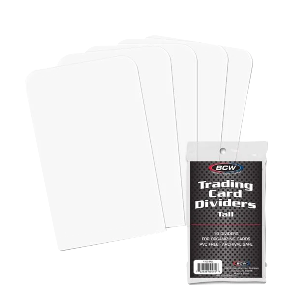 BCW Tall Trading Card Dividers - Premium Card Dividers for Sports Cards, Pokemon & MTG - Perfect for Card Collectors & Organizers - Use for Card Storage Boxes, Binders & Displays
