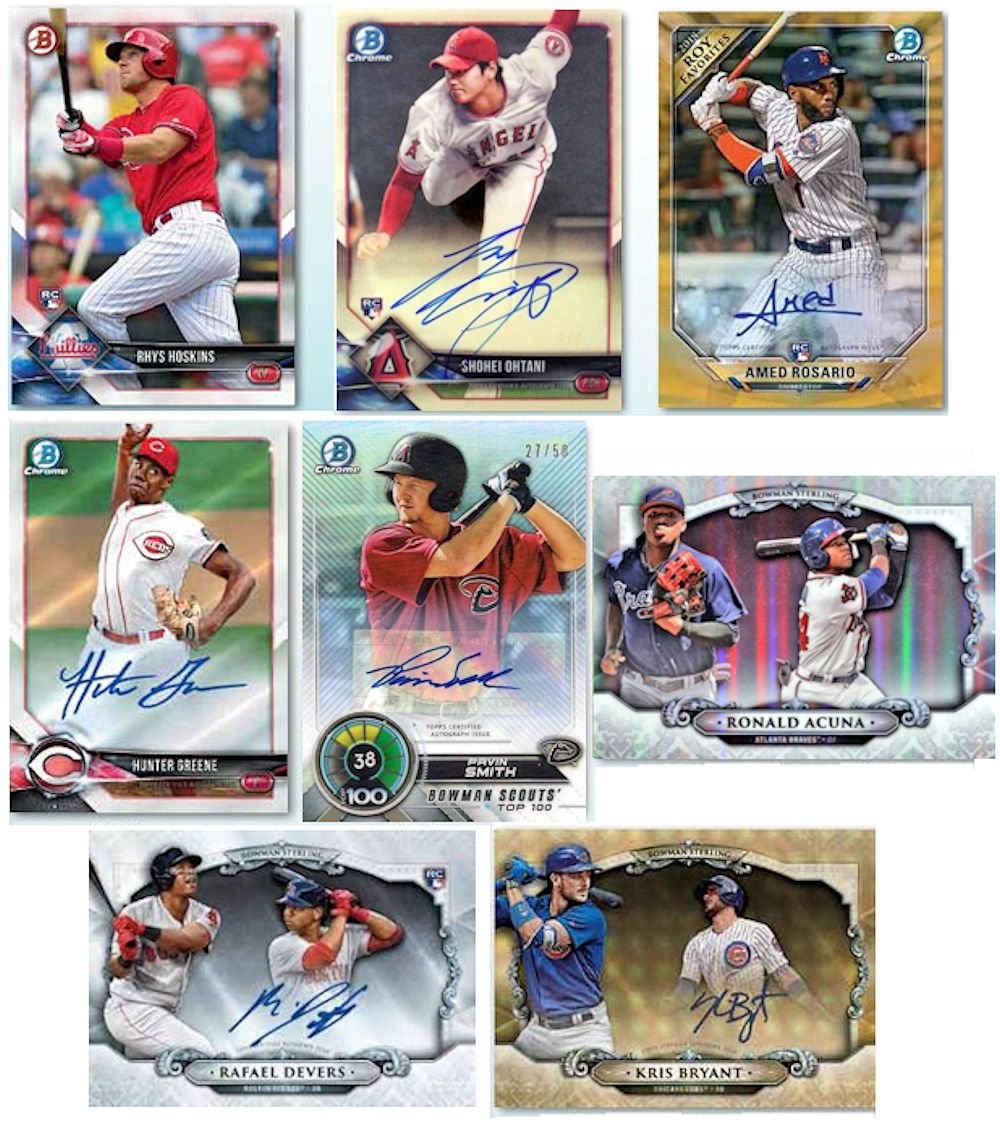 2018 Bowman Baseball Blaster Box - 8 Packs (10 Cards Each) with Possible Autographs & Rookie Cards | Collectible Trading Cards for Baseball Fans & Card Collectors | Perfect for Gifts, Investments, and Game Nights