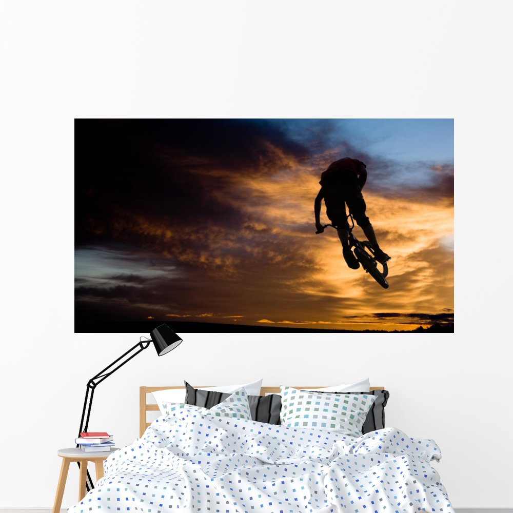 Wallmonkeys BMX Jump to Sky Peel and Stick Wall Mural - 72x48 Inches - Removable Graphic Decal WM111538 - Perfect for Kids' Rooms, Game Rooms & Extreme Sports Decor
