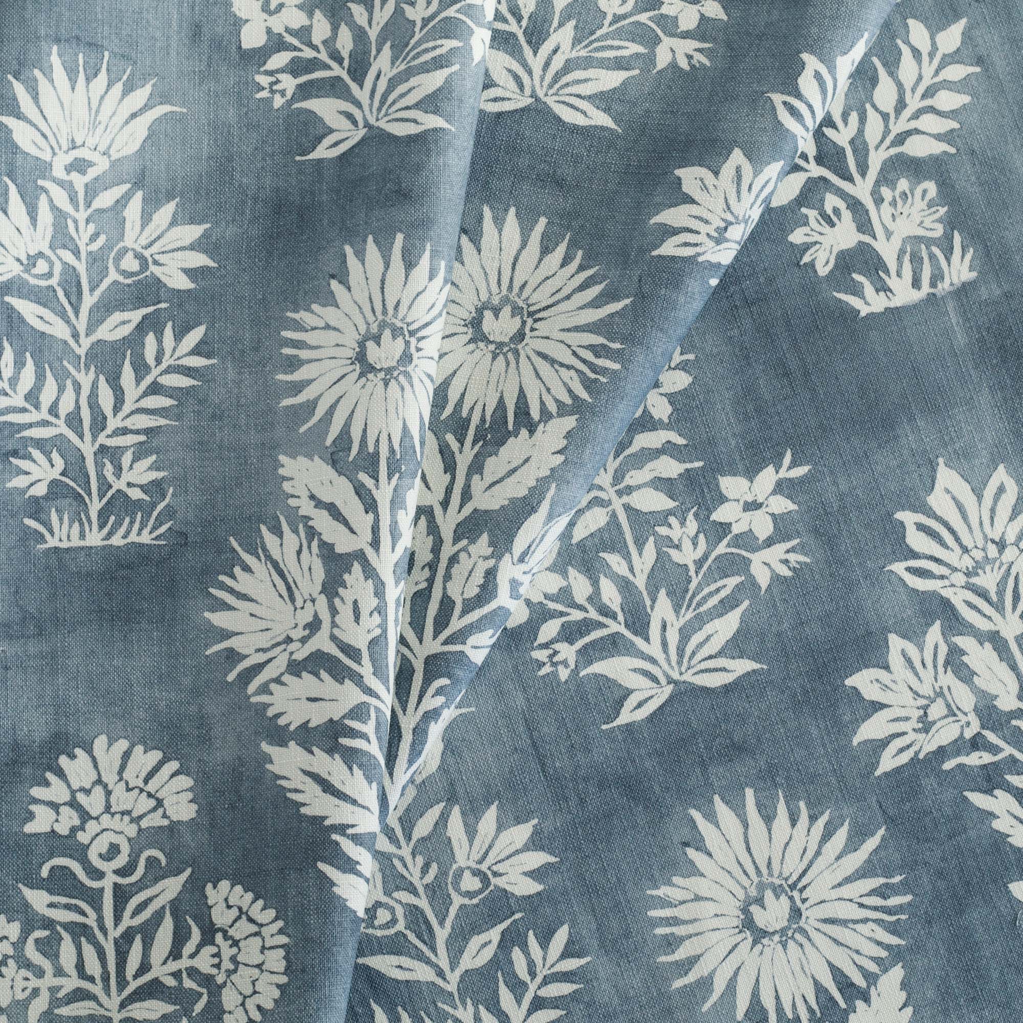 Premium Flora Fabric - Soft & Durable Denim Blue Cotton Material for DIY Crafts, Upholstery & Home Decor | Perfect for Sewing, Quilting & Fashion Projects