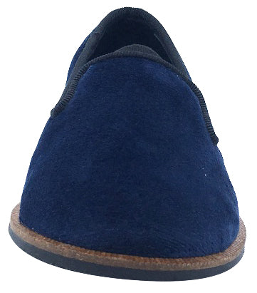 Luccini Boys & Girls Slip-On Smoking Loafers - Marino Navy Velvet | Comfortable Kids Dress Shoes for Weddings, Parties & Formal Occasions