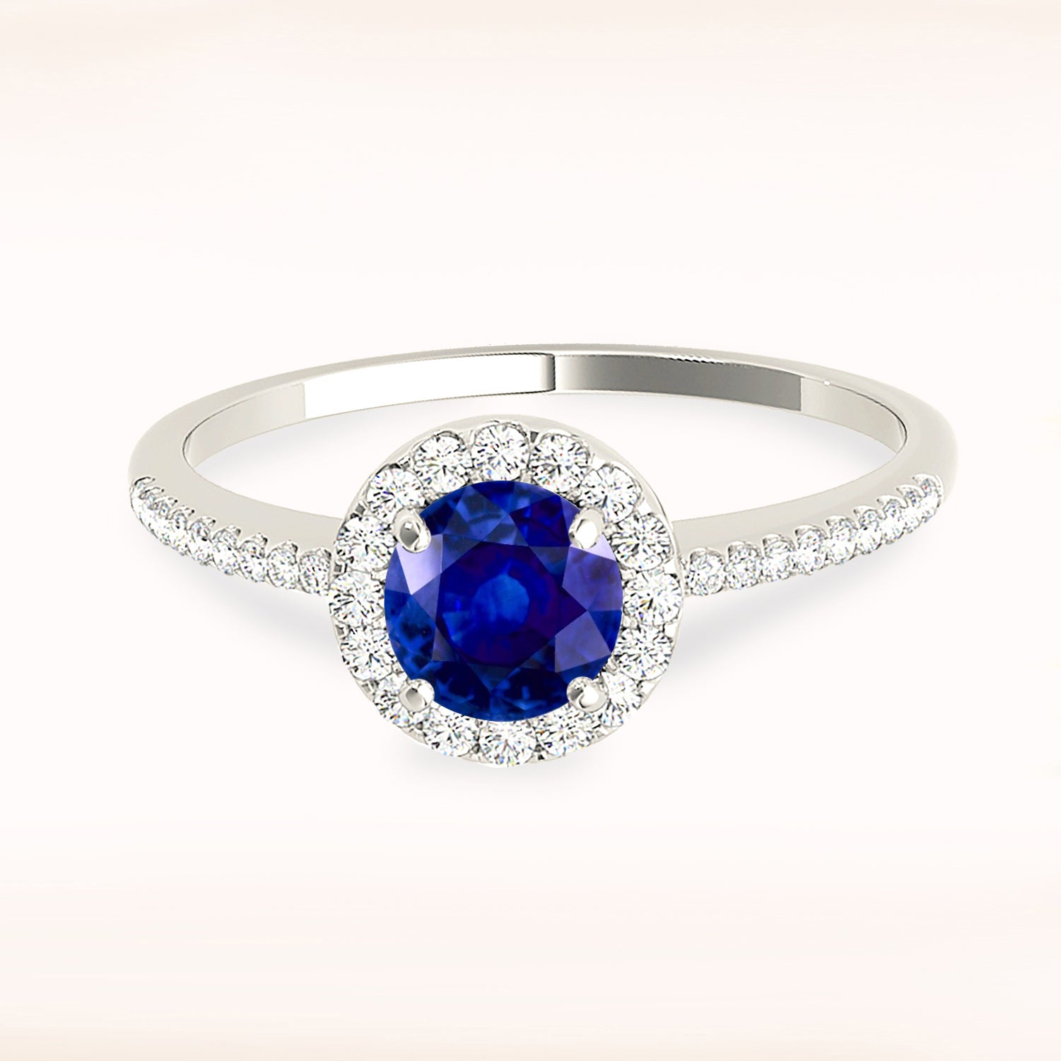 1.35 Carat Genuine Blue Sapphire Halo Ring in Sterling Silver - Elegant Engagement & Wedding Jewelry for Women - Perfect for Proposals, Anniversaries & Special Occasions