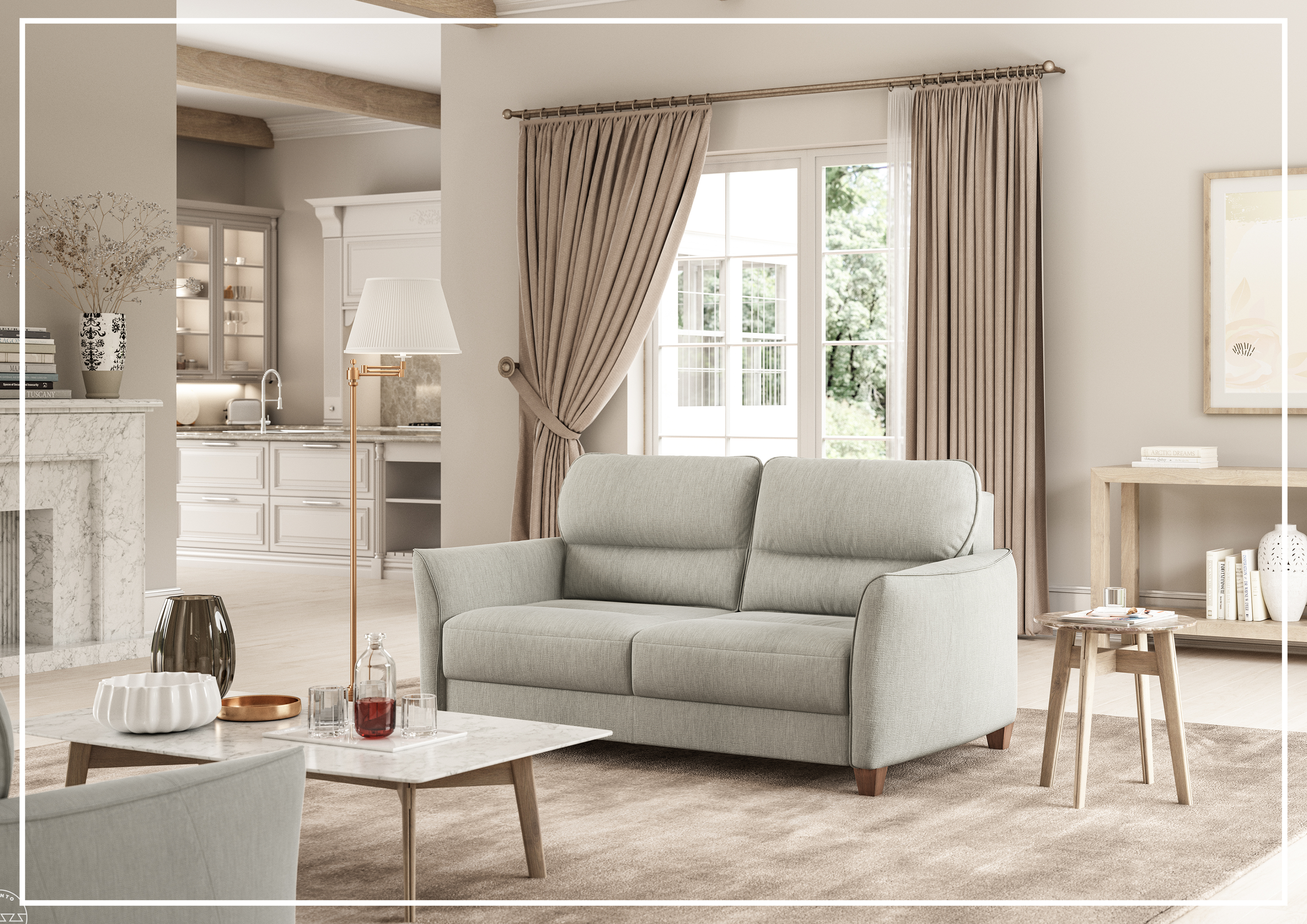 Luonto Harold Fabric Sofa Sleeper - King & Queen Size Convertible Bed - Custom Made to Order - Comfortable Modern Living Room Furniture for Small Spaces & Guest Rooms