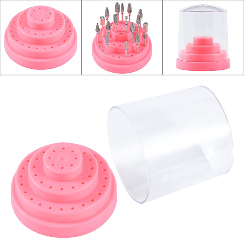 48-Slot Nail Drill Bit Holder Stand - Pink & Multicolor Manicure Organizer Box for Storage & Display | Perfect for Salon, Nail Techs & DIY Nail Art at Home