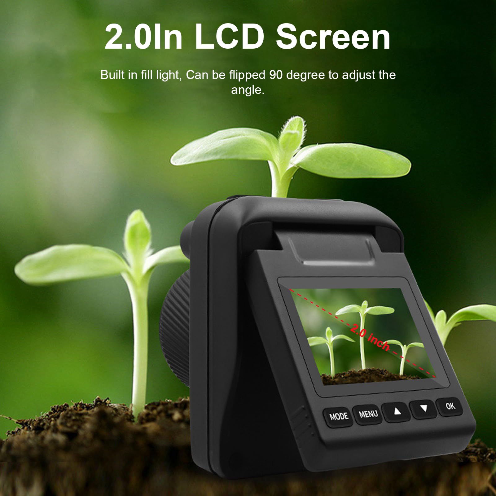 4K Time Lapse Camera with Real-Time Preview & Timer - 90° Flip Angle, Manual Macro Focus for Flowers, Plants, Weather - Indoor/Outdoor Photography for Nature, Gardening, and Scientific Observation