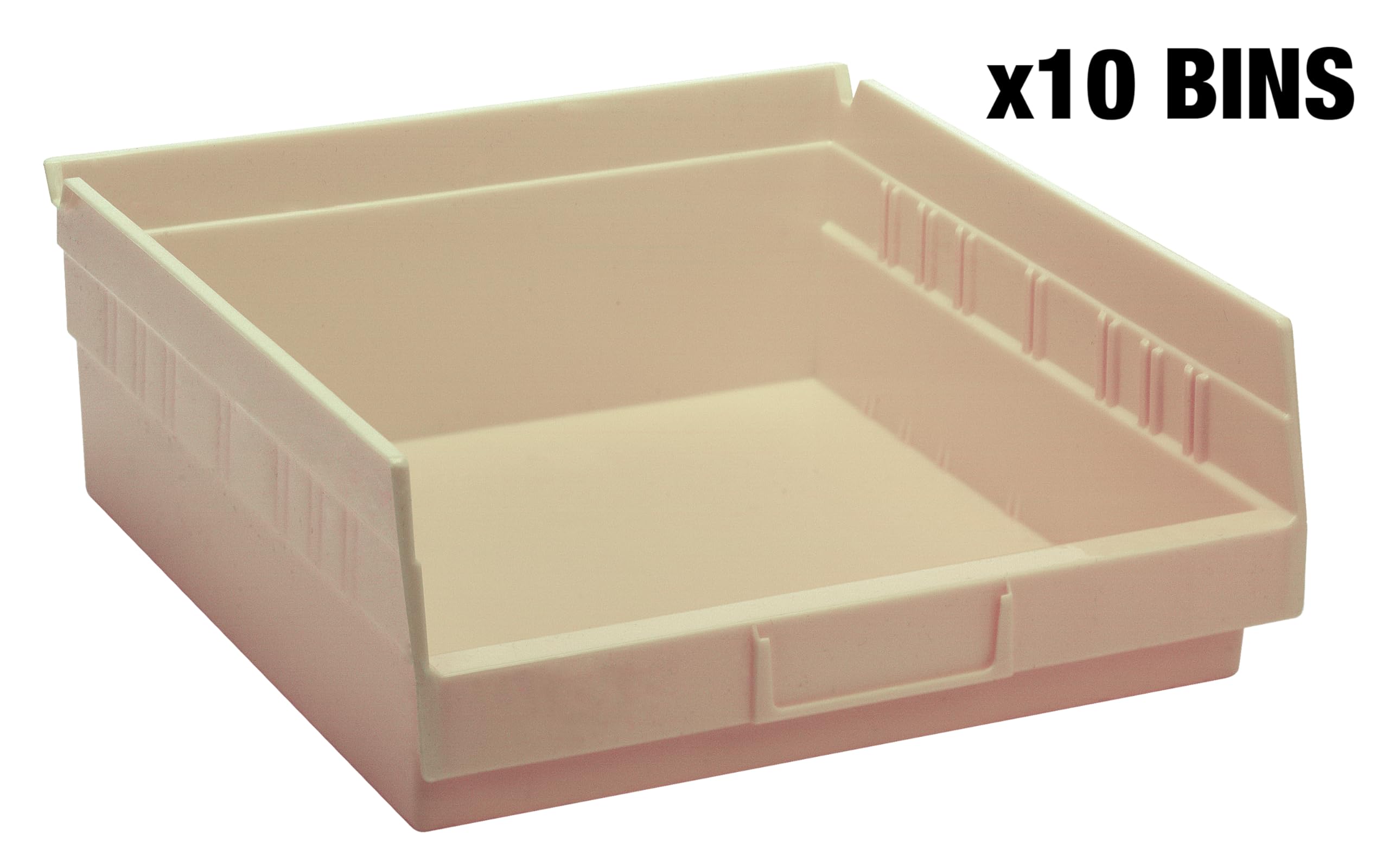 Quantum Storage K-QSB109IV-10 10-Pack Plastic Shelf Bin Storage Containers, 11-5/8