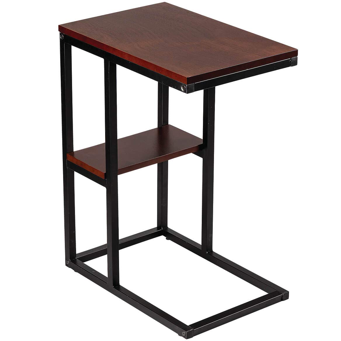 OakRidge Side Accent Table with Shelf - C-Shaped Sofa End Table, Narrow Side Table for Living Room, Bedroom & Office - Perfect for Small Spaces, Holding Drinks, Books & Decor