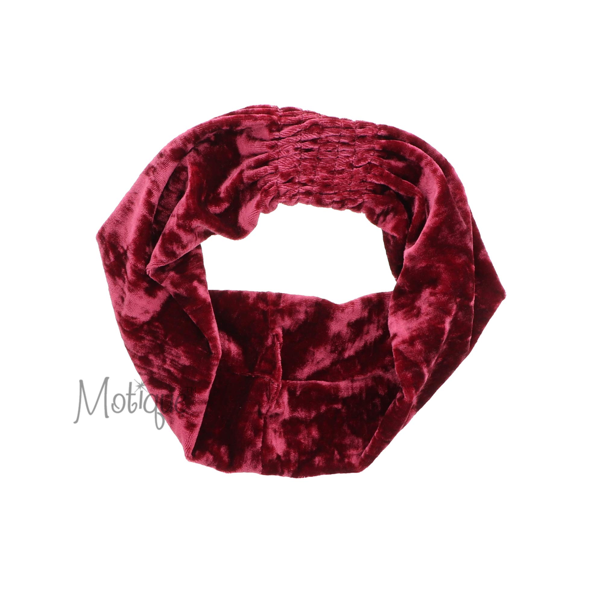 Crushed Velvet Wide Headband for Women - Red Gathered Top Headwrap Hairband for Styling, Workouts, and Everyday Fashion