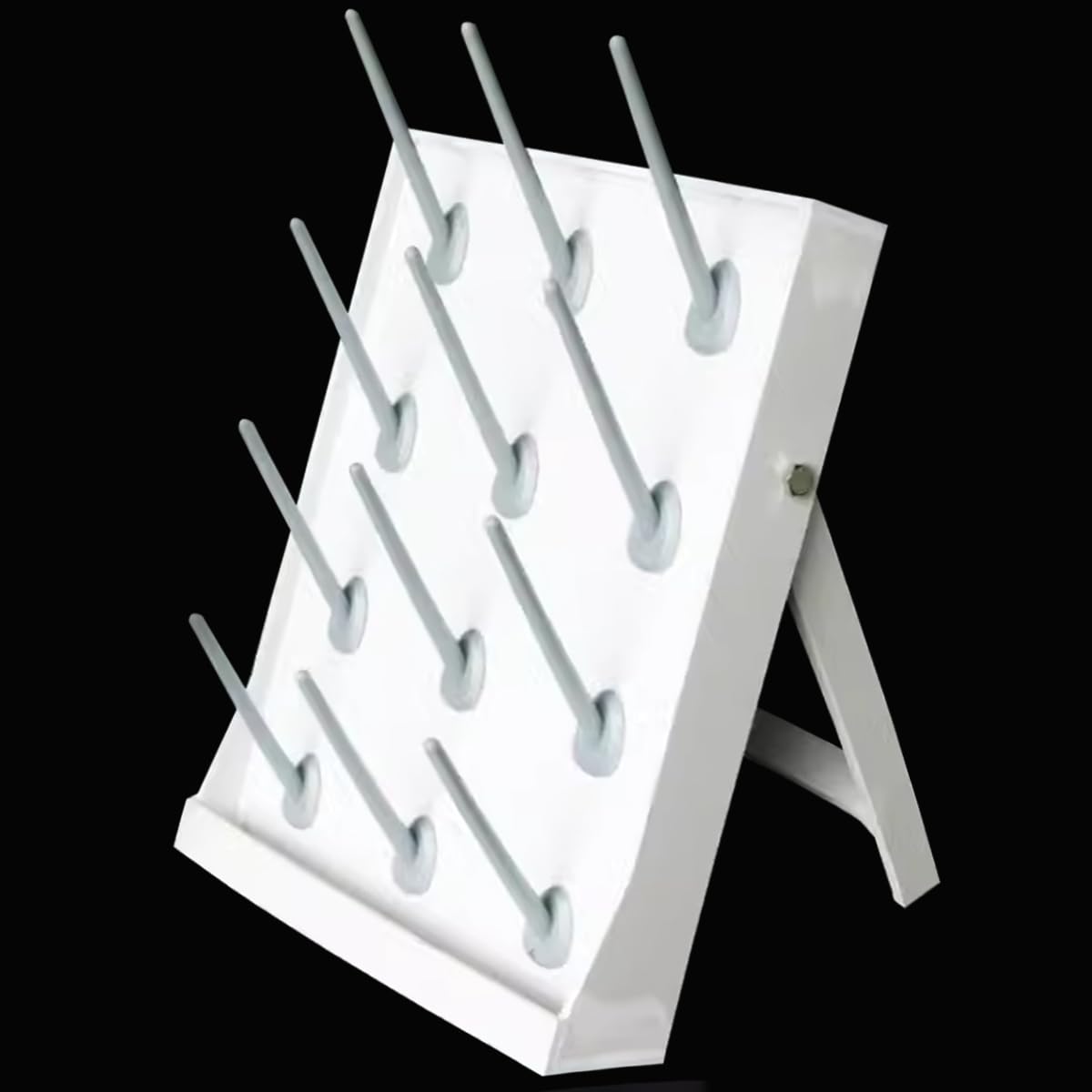 Lab Drying Rack with Detachable Pegs - Glassware Drying and Draining Rack for School Laboratory, Science Classroom & Home Chemistry Use (12 Pegs, White) - Perfect for Test Tubes, Beakers & Lab Utensils