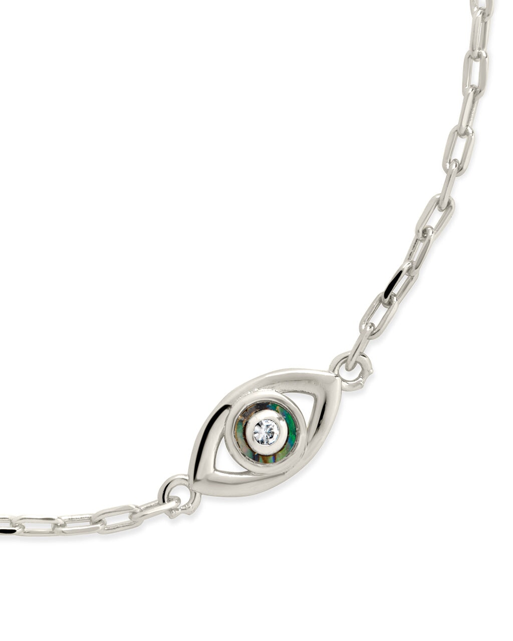 Leidy CZ & Mother of Pearl Evil Eye Station Bracelet - Elegant Protection Jewelry for Women, Trendy Boho Chic Accessory for Everyday Wear, Gift for Her
