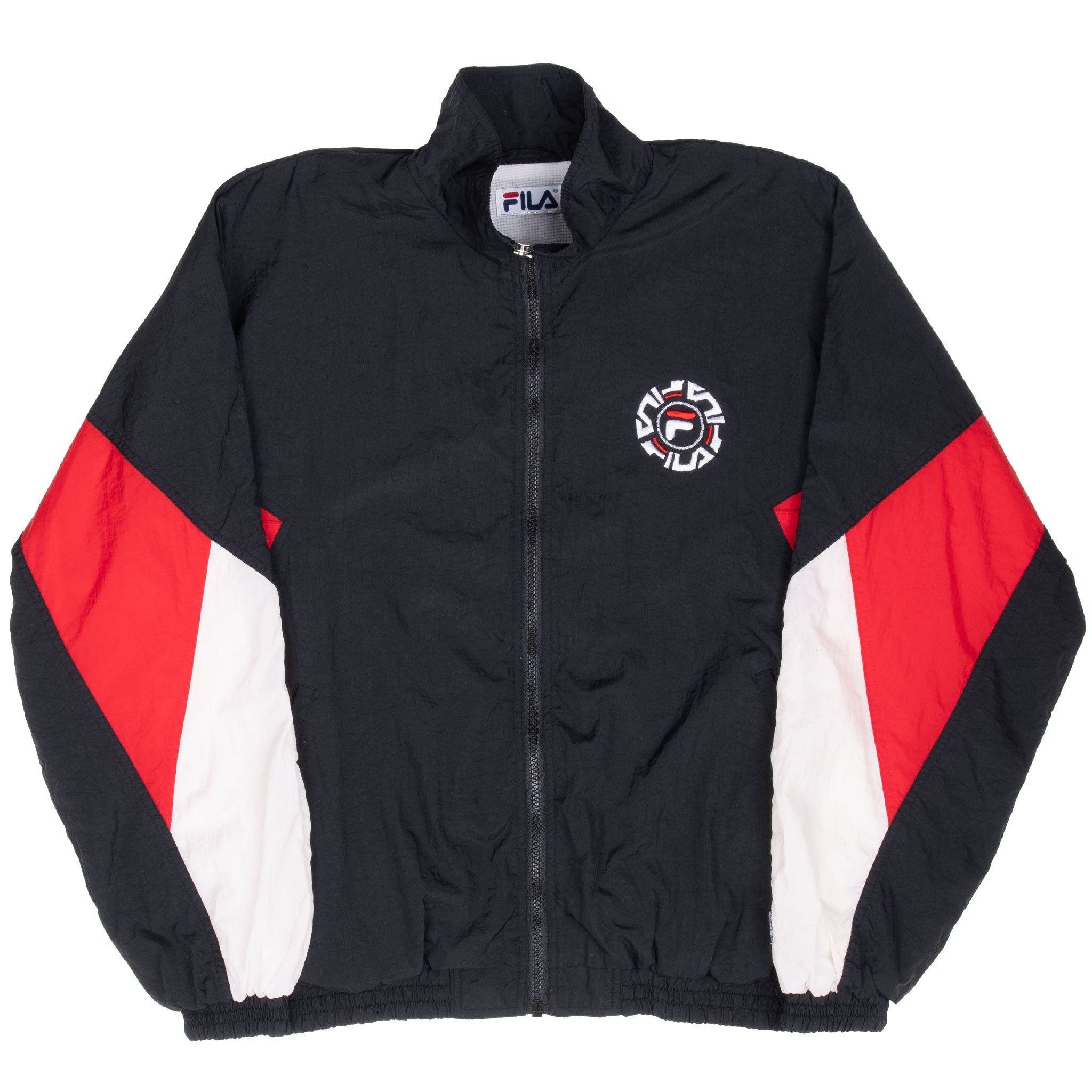 Vintage Fila Black Windbreaker Jacket 1990s Medium - Retro 90s Sportswear for Running, Hiking & Casual Streetwear