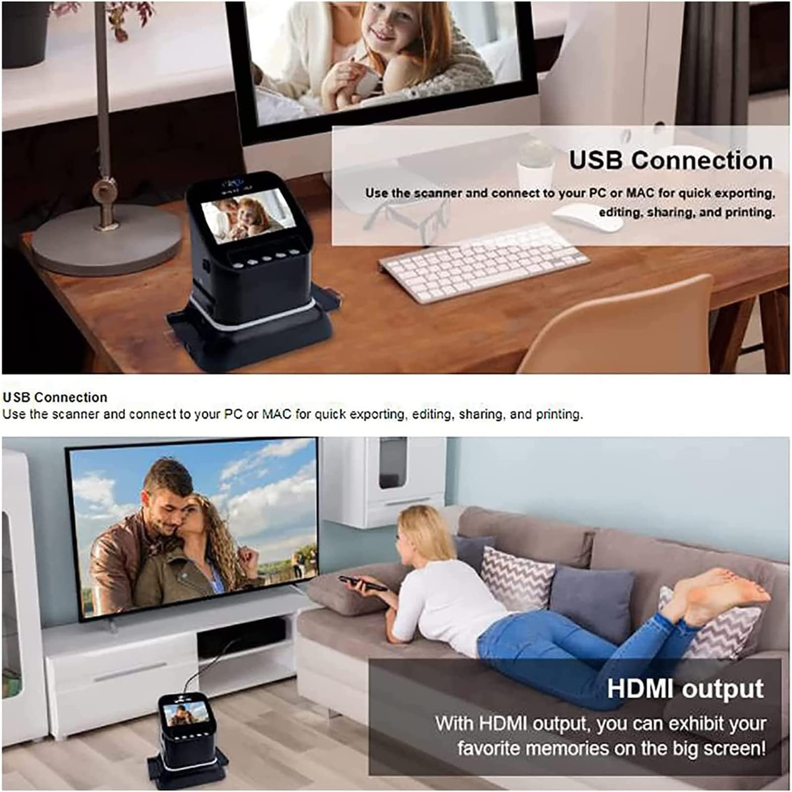 High Resolution Film Slide Scanner - Convert 35mm, 135, 126, 127 Negative Slides to Digital JPEG - 1080P LCD Screen Digital Film Converter - Perfect for Archiving Old Photos, Digitizing Film Collections & Photo Restoration Projects