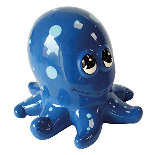 Deluxebase Octopus Money Bank - Ceramic Piggy Bank for Savings, Cute Oceanic Creature Coin Bank with Rubber Stopper | Unique Home Decor Gift for Kids & Adults | Perfect for Beach-Themed Rooms & Gift Occasions