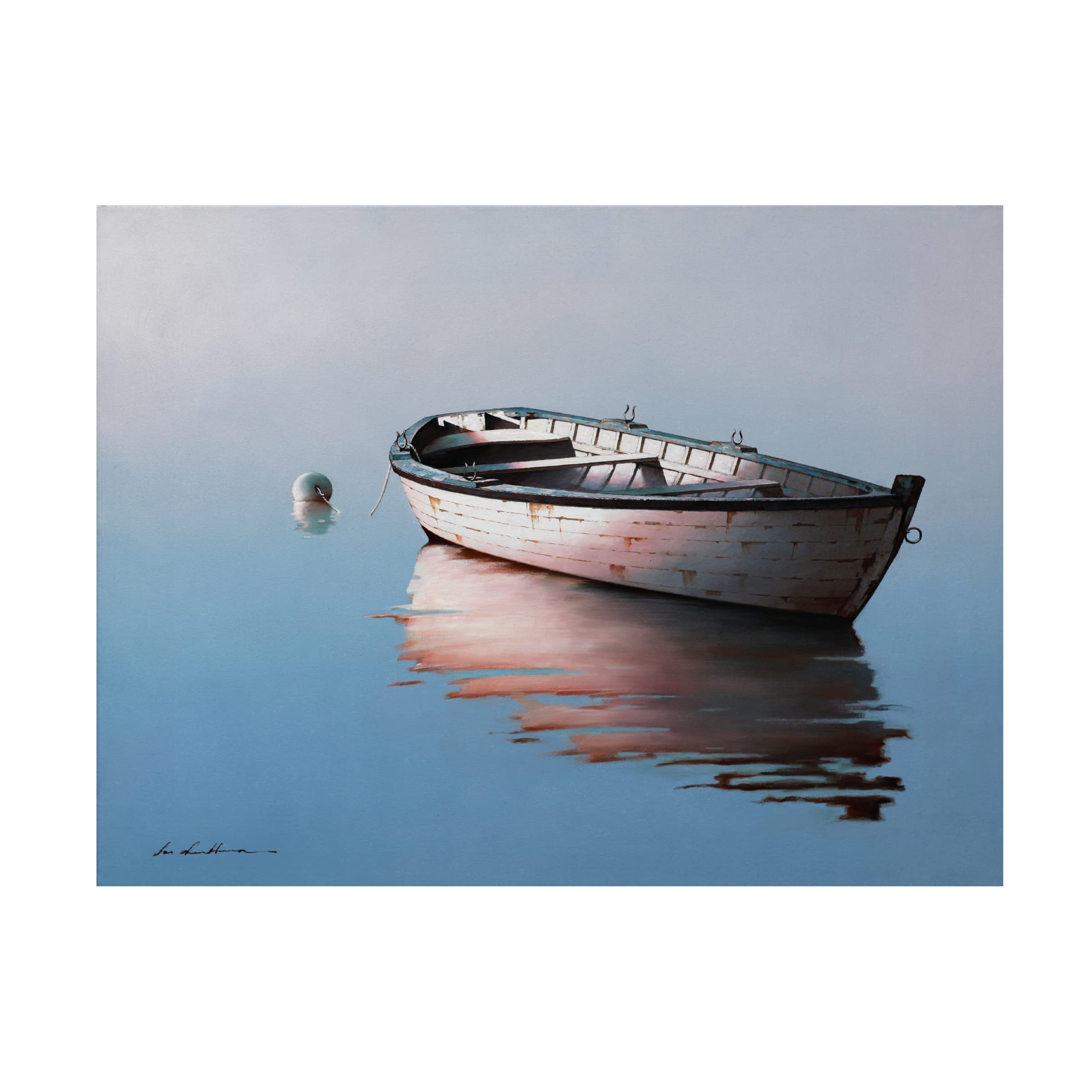Trademark Fine Art 'Lonely Boat 2017' Canvas Wall Art Print by Zhen Huan Lu - Modern Coastal Home Decor for Living Room, Bedroom & Office