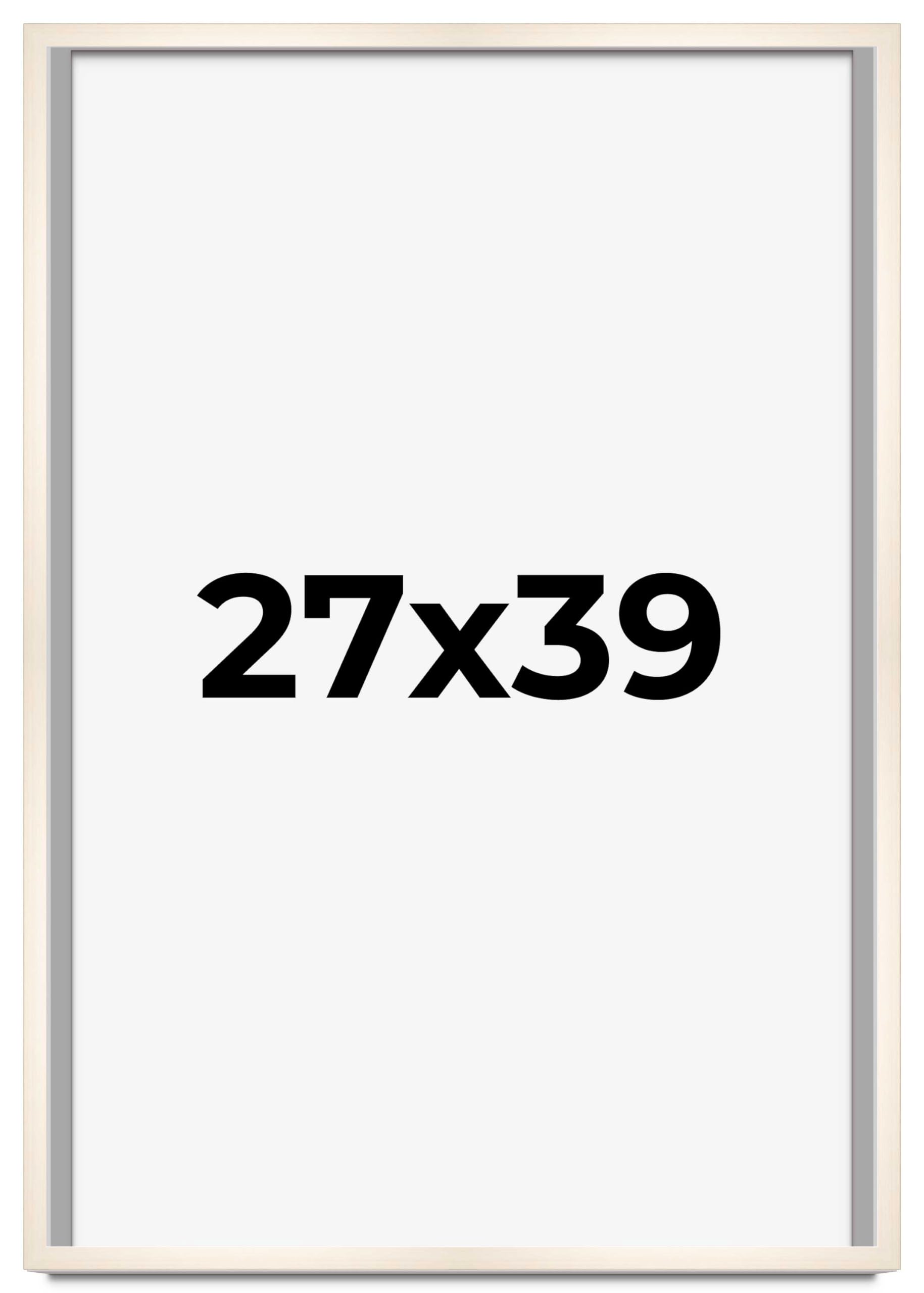 CountryArtHouse 27x39 Inch Whitewashed Solid Wood Picture Frame with UV Acrylic Plexiglass - 0.8125