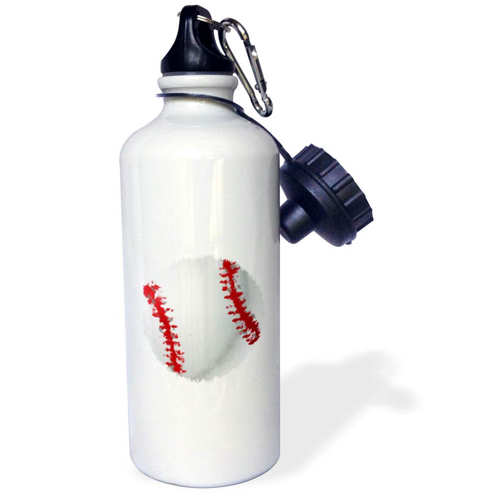 3D Rose Dotted Baseball Sports Water Bottle - 21oz Insulated Stainless Steel Thermos for Baseball Games, Gym & Outdoor Activities | White