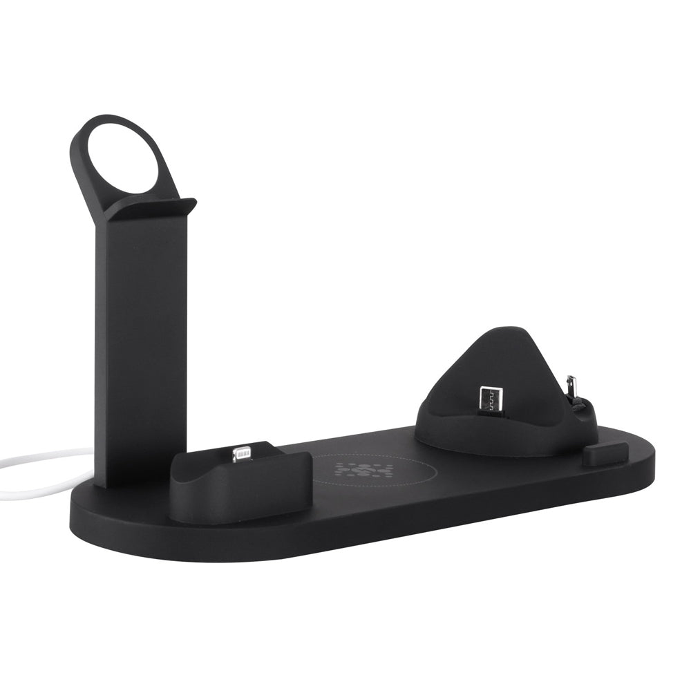 Devanti 4-in-1 Wireless Charging Station - Fast 15W Qi-Certified Charger for iPhone, AirPods & Apple Watch | Multi-Device Charging Stand for Bedroom, Office & Nightstand