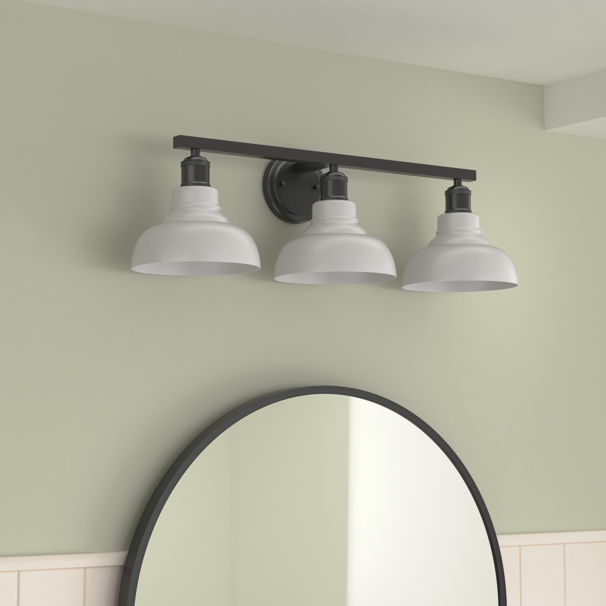 Golden Lighting Carver 0305-BA3 BLK-VMG 3-Light Bathroom Vanity Light Fixture in Matte Black - Modern Bathroom Lighting for Mirror & Vanity - Perfect for Master Bath, Powder Room & Guest Bath