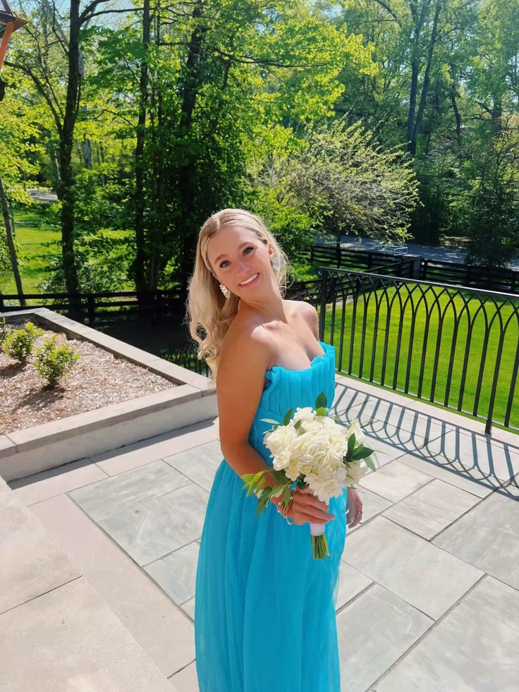 Elegant Lake Blue A-Line Formal Dress for Wedding Guests - Perfect for Weddings, Parties & Special Occasions - Style J6838