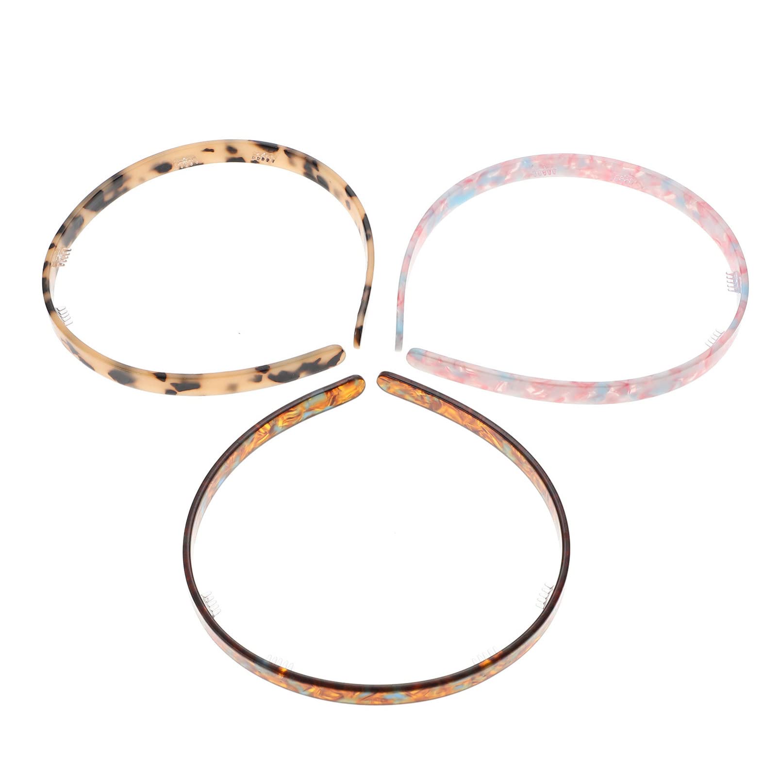 Lurrose Women's Plain Skinny Headbands with Teeth Comb - 3 Pack Simple Hair Hoop Hairbands for Women | DIY Fashion Hair Accessories for Everyday Wear, Work, and Special Occasions